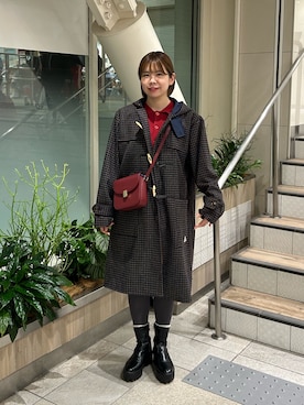 「アイテム（ダッフルコート）」を使った、manaさん（レディース・159cm）の秋コーディネート
