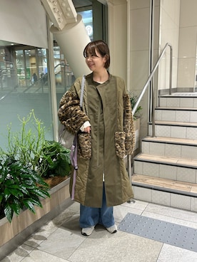 「アイテム（モッズコート）」を使った、manaさん（レディース・159cm）の秋コーディネート