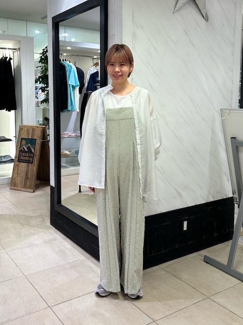 セール】【タンク付き】ムジ見えチェックサッカーサロペット