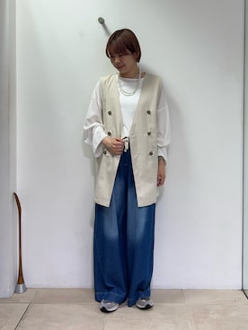 「CIAOPANIC TYPY（チャオパニックティピー）のアイテム（ベスト）」を使った、manaさん（レディース・159cm）の夏コーディネート