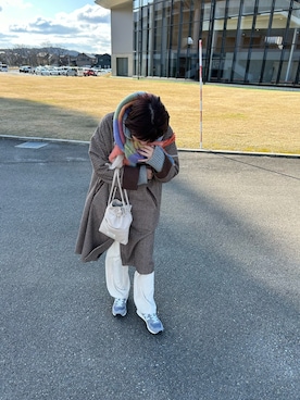 「CPCM（シーピーシーエム）のアイテム（ステンカラーコート）」を使った、kaさん（レディース・158cm）の冬コーディネート
