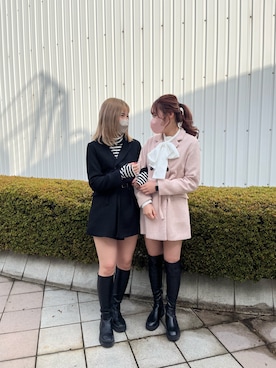 「双子コーデ」｜「アイテム（ジャケット/アウター）」を使った、なぎなぎさん（レディース・164cm）の冬コーディネート