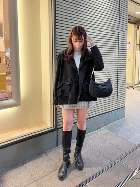 「one after another NICE CLAUP（ワンアフターアナザーナイスクラップ）のビジューボタンスカパン　2023SS（その他パンツ）」を使った、なぎなぎさん（レディース・164cm）の冬コーディネート
