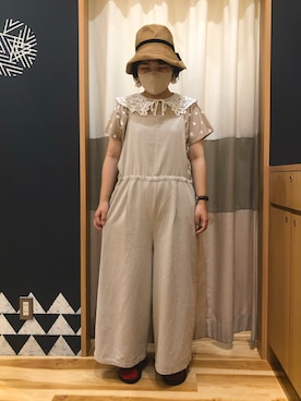 「サマンサモスモス」｜「アイテム（オールインワン・サロペット）」を使った、ふじもと*＊さん（レディース・158cm）の夏コーディネート