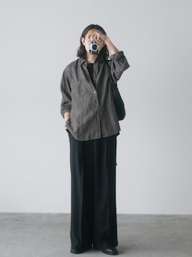 「WYM LIDNM（ウィム バイ リドム）のMVS LAYERED SLIT TANK TOP（タンクトップ、ブラック系）」を使った、れいたさん（メンズ・167cm）の春コーディネート