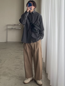 「アイテム（ボディバッグ/ウエストポーチ）」を使った、れいたさん（メンズ・167cm）の春コーディネート