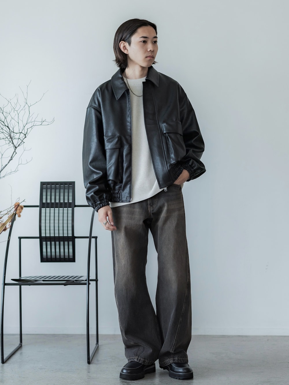 ジャケット・アウター WYM LIDNMARTIFICIAL GRAIN SHORT BLOUSON WYM LIDNM（ウィム バイ リドム）の「ARTIFICIAL GRAIN SHORT
