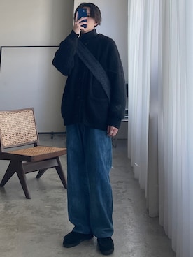 「WYM」｜「アイテム（モカシン/デッキシューズ）」を使った、れいたさん（メンズ・167cm）の冬コーディネート