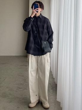 「WYM LIDNM（ウィム バイ リドム）のアイテム（ショルダーバッグ）」を使った、れいたさん（メンズ・167cm）の春コーディネート