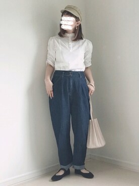 「AmbreNeige」｜「アイテム（帽子）」を使った、UMiSatoさん（レディース・163cm）の夏コーディネート