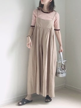 「AmbreNeige」｜「アイテム（サロペット/オーバーオール）」を使った、UMiSatoさん（レディース・163cm）の夏コーディネート