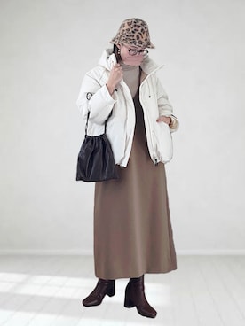 「nano・universe」｜「アイテム（ジャンパースカート）」を使った、UMiSatoさん（レディース・163cm）の秋コーディネート