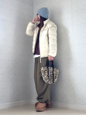 「メガネ女子」｜UMiSatoさん（レディース・163cm）の冬コーディネート