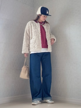 「アイテム（デニムパンツ）」を使った、UMiSatoさん（レディース・163cm）の秋コーディネート