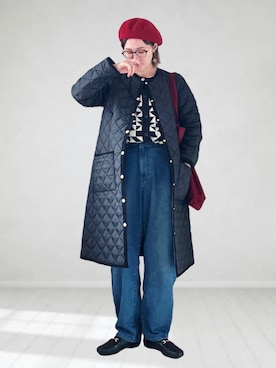 「アイテム（ローファー）」を使った、UMiSatoさん（レディース・163cm）の秋コーディネート