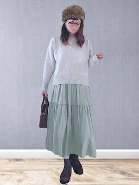 「URBAN RESEARCH ROSSO」｜「アイテム（シャツワンピース）」を使った、UMiSatoさん（レディース・163cm）の冬コーディネート