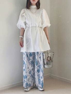 「FIG&VIPER（フィグアンドバイパー）のアイテム（パンツ）」を使った、UMiSatoさん（レディース・163cm）の夏コーディネート