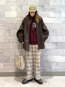 「アイテム（モッズコート）」を使った、UMiSatoさん（レディース・163cm）の冬コーディネート