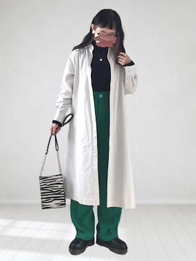 「FORK&SPOON」｜「アイテム（スラックス）」を使った、UMiSatoさん（レディース・163cm）の冬コーディネート