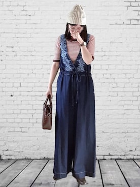 「URBAN RESEARCH Sonny Label（アーバンリサーチサニーレーベル）のアイテム（オールインワン・サロペット）」を使った、UMiSatoさん（レディース・163cm）の秋コーディネート