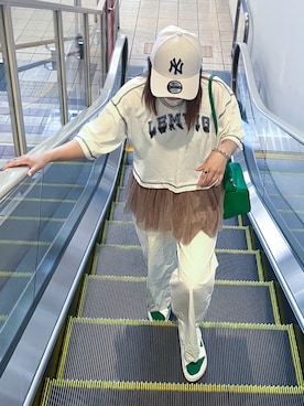 「NEW ERA（ニューエラ）のニューエラキャップ 9FORTY LAロサンゼルスドジャース（キャップ）」を使った、UMiSatoさん（レディース・163cm）の夏コーディネート