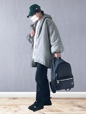 「ニットベスト」｜「アイテム（モッズコート）」を使った、UMiSatoさん（レディース・163cm）の冬コーディネート