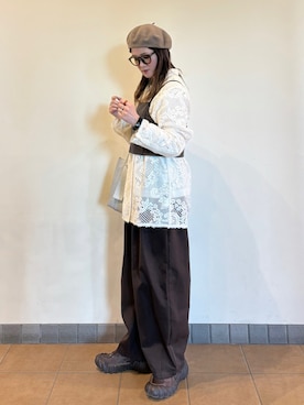 「Onitsuka Tiger（オニツカタイガー）のDENTIGRE LS / デンティグレ エルエス（スニーカー、ブラウン系）」を使った、UMiSatoさん（レディース・163cm）の春コーディネート