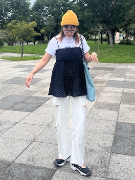 「niko and...（ニコアンド）のアイテム」を使った、UMiSatoさん（レディース・163cm）の夏コーディネート