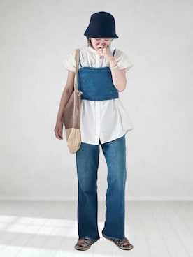 「LEPSIM（レプシィム）のデニムアソートビスチェ　182646（その他トップス）」を使った、UMiSatoさん（レディース・163cm）の夏コーディネート