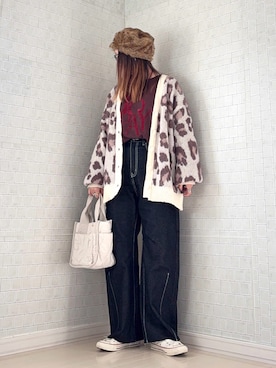 「アイテム（カーディガン/ボレロ）」を使った、UMiSatoさん（レディース・163cm）の秋コーディネート