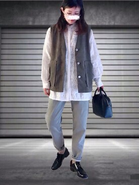 「AmbreNeige」｜「アイテム（パンツ）」を使った、UMiSatoさん（レディース・163cm）の秋コーディネート