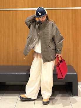 「アイテム（モッズコート）」を使った、UMiSatoさん（レディース・163cm）の秋コーディネート