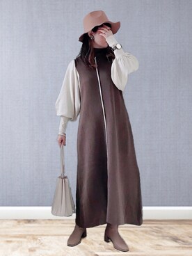 「babcode」｜「アイテム（ワンピース/ドレス）」を使った、UMiSatoさん（レディース・163cm）の冬コーディネート