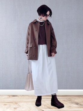 「MACKINTOSH PHILOSOPHY（ﾏｯｷﾝﾄｯｼｭ ﾌｨﾛｿﾌｨｰ）のアイテム（ブルゾン）」を使った、UMiSatoさん（レディース・163cm）の冬コーディネート