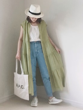 「EDWIN」｜「アイテム（ワンピース/ドレス）」を使った、UMiSatoさん（レディース・163cm）の夏コーディネート