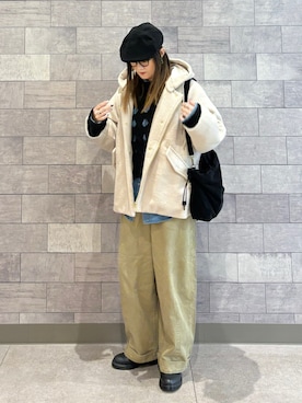 「アイテム（ブルゾン）」を使った、UMiSatoさん（レディース・163cm）の冬コーディネート