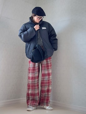 「FIRST DOWN（ファーストダウン）のアイテム（ダウンジャケット/コート）」を使った、UMiSatoさん（レディース・163cm）の冬コーディネート