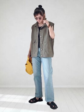 「デニムっていいよね」｜「アイテム（アクセサリー）」を使った、UMiSatoさん（レディース・163cm）の夏コーディネート