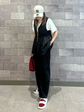 「アイテム（トートバッグ）」を使った、UMiSatoさん（レディース・163cm）の夏コーディネート