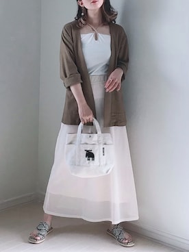 「LEPSIM（レプシィム）のアイテム（ノーカラージャケット）」を使った、UMiSatoさん（レディース・163cm）の夏コーディネート