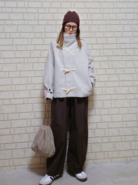 「アイテム（ダッフルコート）」を使った、UMiSatoさん（レディース・163cm）の秋コーディネート