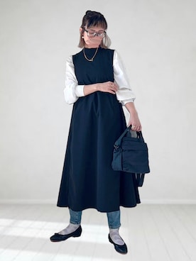 「Lee（リー）のアイテム（セットアップ）」を使った、UMiSatoさん（レディース・163cm）の春コーディネート