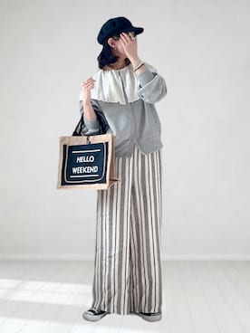 「春服みてみて」｜「アイテム（キャスケット）」を使った、UMiSatoさん（レディース・163cm）の春コーディネート