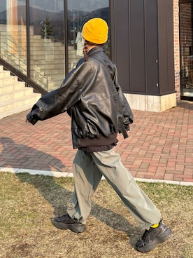 「アイテム（ブルゾン）」を使った、UMiSatoさん（レディース・163cm）の春コーディネート