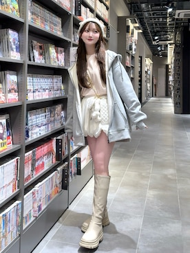 「アイテム（ニットキャップ/ビーニー）」を使った、mayu さん（レディース・155cm）の秋コーディネート