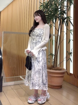 「VIVIAN（ヴィヴィアン）のシアークロスフリル厚底ストラップサンダル（サンダル、グレー系）」を使った、mayu さん（レディース・155cm）の夏コーディネート