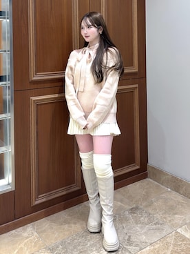 「アイテム（ソックス/靴下）」を使った、mayu さん（レディース・155cm）の冬コーディネート