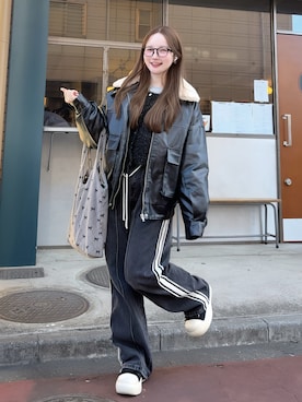 「アイテム（ブルゾン）」を使った、mayu さん（レディース・155cm）の冬コーディネート