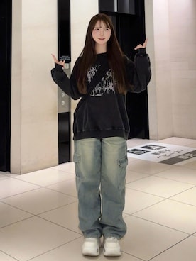 「アイテム（スウェット）」を使った、mayu さん（レディース・155cm）の秋コーディネート