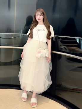 「チュールスカート」｜mayu さん（レディース・155cm）の春コーディネート